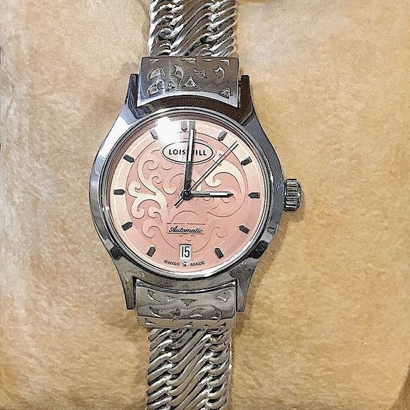 LOIS HILL Watch Pink Face Automatic Sterling Band - Picture 5 of 16